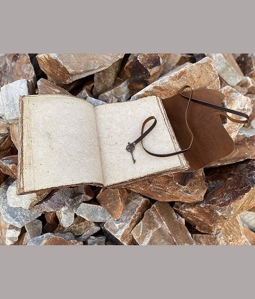 Finished Leather Journal With & Antique Paper A5 Diary Unruled 200 Pages (Brown)