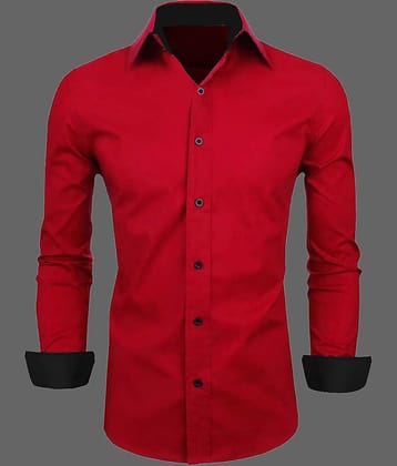 Qlonz store Cotton Blend Regular Fit Solids Full Sleeves Men's Casual Shirt - Black ( Pack of 1 )