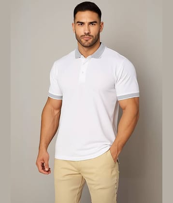 Leotude Men Cotton Blend Regular Fit Solid Polo T Shirt ( White )
