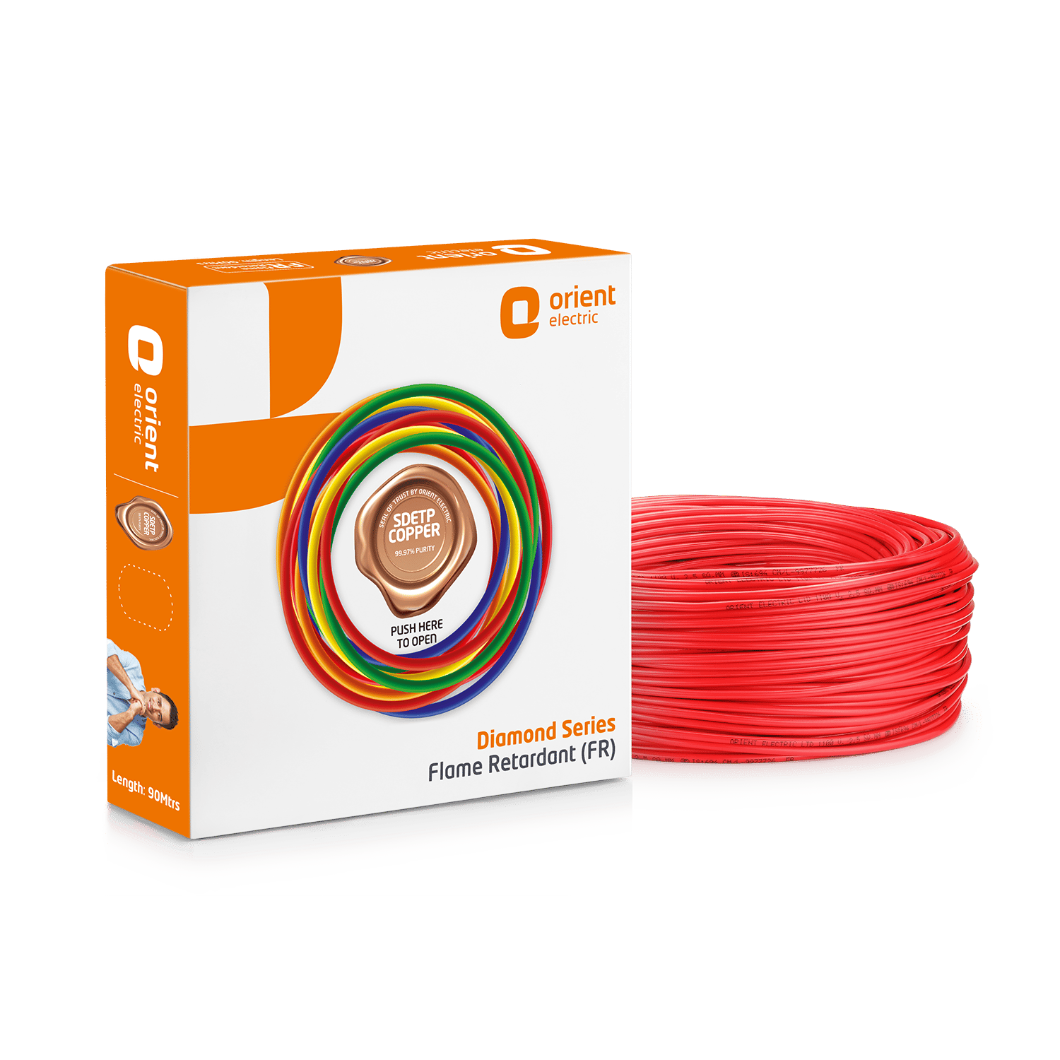 DIAMOND SERIES 90 Meter 1100W Flame Retardant Wire DIAMOND SERIES 90 Meter 1100W Flame Retardant Wire - 0.75 sq.mm / Red