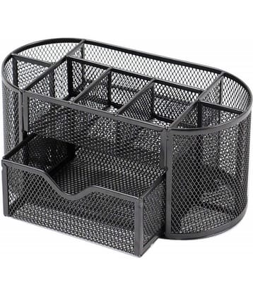 JELLIFY 9 Compartments Metal 9 Compartments Metal Pen Stand  (Black)
