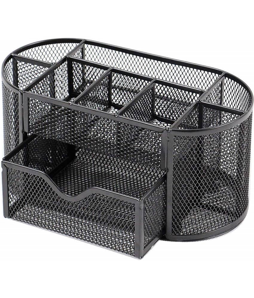 JELLIFY 9 Compartments Metal 9 Compartments Metal Pen Stand  (Black)