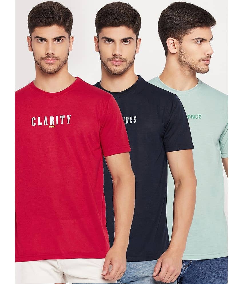 UBX Pack of 3 Cotton Blend Regular Fit Men's T-Shirt ( Teal )