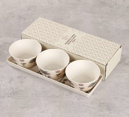 India Circus Chevron Palms Bowls And Tray Set
