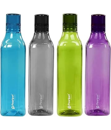 PearlPet CUBIC-1000ML-4PCS Multicolour Plastic Water Bottle 1000 mL ( Set of 4 )
