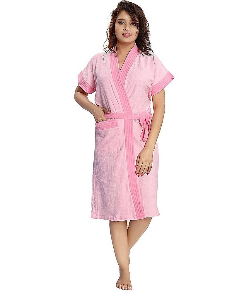 Poorak Pink Free Size Bathrobe ( Pack of 1 )