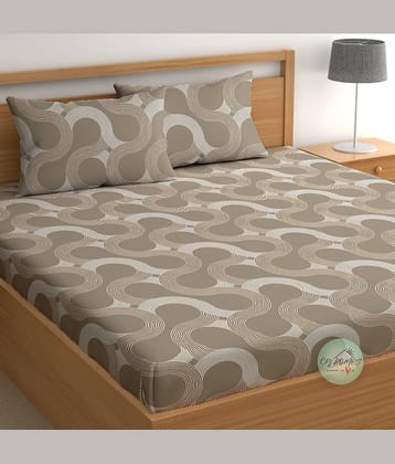 CG HOMES Brown Microfiber 1 Double Bedsheet with 2 Pillow Covers ( 220 cm x 220 cm )