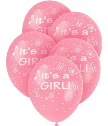 Pixelfox "It's a Girl" Printed Balloons for Baby Shower (Pink) Pack of 25
