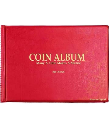House of Quirk 240 Pockets Coin Holder Collection Coin Storage Album Book for Collectors, Money Penny Pocket (Red)