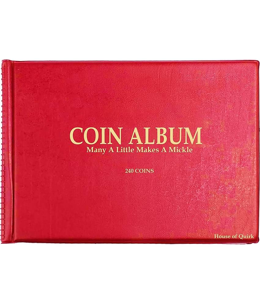 House of Quirk 240 Pockets Coin Holder Collection Coin Storage Album Book for Collectors, Money Penny Pocket (Red)