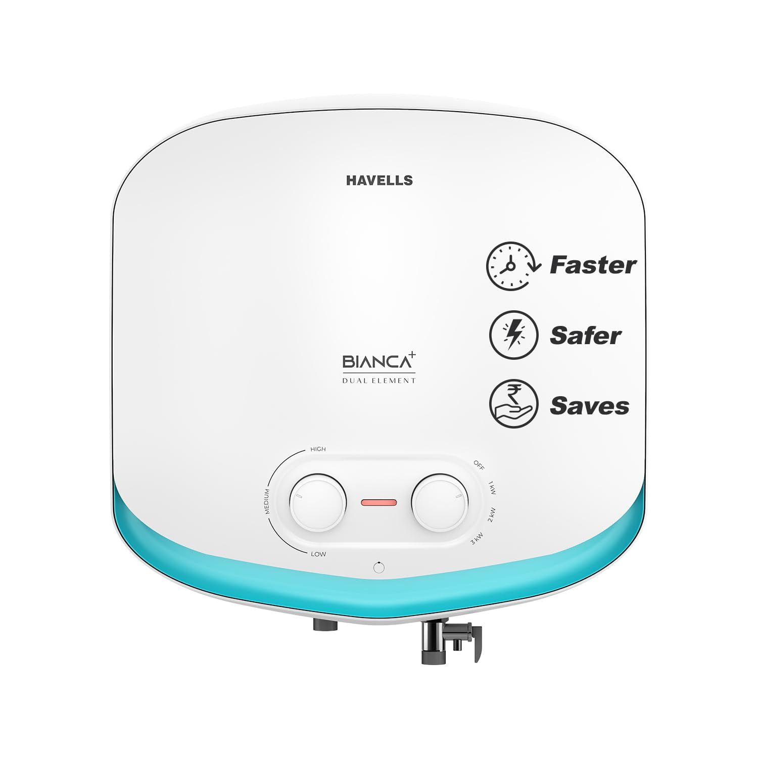 Havells All New Bianca+ 15L 5 Star 3-in-1 Convertible Storage Water Heater(Geyser)|Dual Element|33% Fast Heating|Shock Safe Plug|7 Year Tank & 5 Year element Warranty|Free Installation & Flexi pipe Havells All New Bianca+ 15L 5 Star 3-in-1 Convertible St