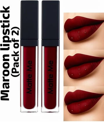 Beauty Women Maroon Matte Smudge Free Liquid Lipstick ( Pack of 2 )