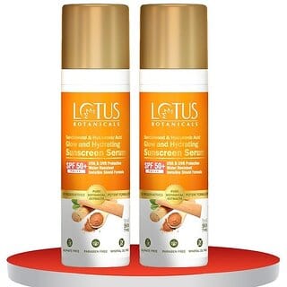 Lotus Botanicals Sunscreen - Spf Spf 50+ Pa+++ Sandalwood & Hyaluronic Glow & Hydrating Sunscreen Serum (Pack Of 2 )( 30Mlx2) (60 Ml)