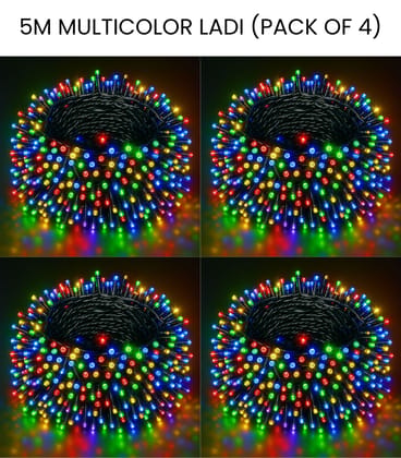 SPARKWORLD 14 LEDs 5 m Multicolor Steady Bulb Rice Lights (Pack of 4)