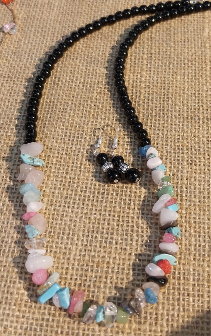 Handmade Necklace with Uncut N Glass Beads