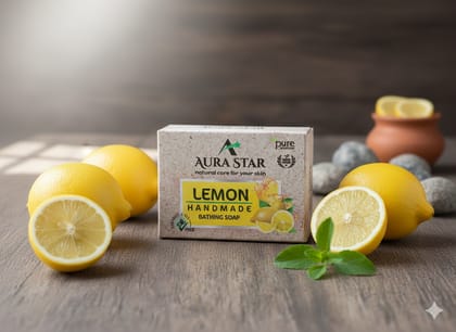 Aura Star Natural Lemon Handmade Soap for Fresh Skin 90 gm