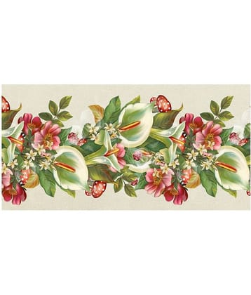 WallDesign Green Anthurium Flowers - 14 cm W x 305 cm L Floral Sticker ( 305 x 14 cms )