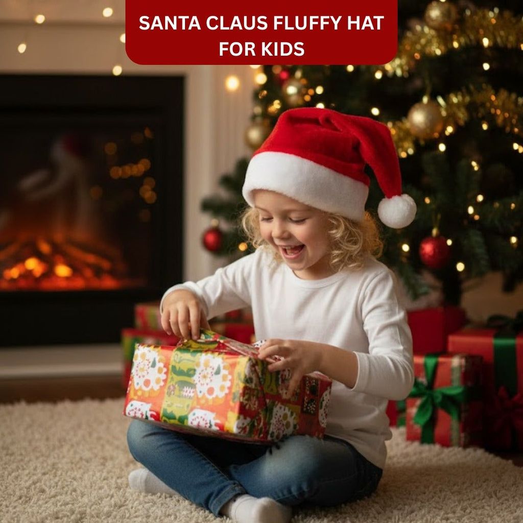 Santa Claus Fluffy Hat for Kids - Party and Festive Needs | Buy online on ZillyBuy