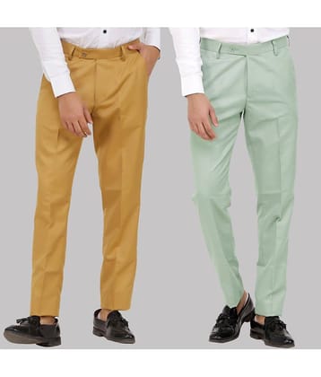 Kundan - Multicolor Cotton Blend Regular - Fit Men's Formal Pants ( Pack of 2 )