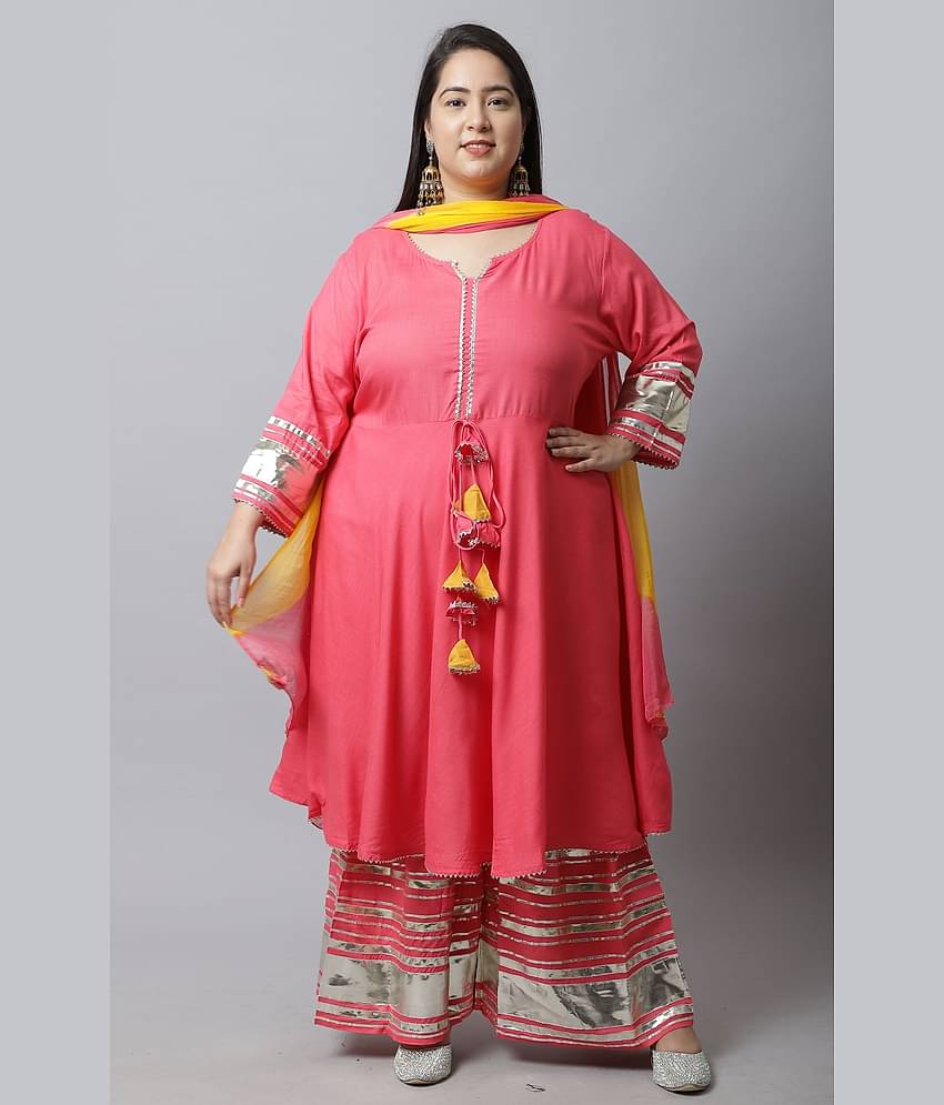 Rajnandini - Pink A-Line Cotton Women's Stitched Salwar Suit ( Pack of 1 )