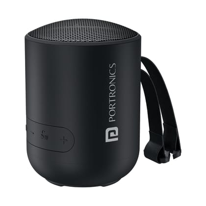Portronics Soundpot 20W Wireless Bluetooth Portable Speaker with 360 immersive Sound, Upto 6 Hours Playtime, in Built Mic, TWS Mode, Easy Control, Strong Lanyard, Type C Fast Charging(Black)
