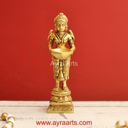 Brass Deepalakshmi Deva Kanya Oil Lamp for Home Decor - 4 Inch Height Brass Deepalakshmi Deva Kanya Oil Lamp for Home Decor - 4 Inch Height