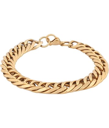 The Jewelbox Classic 3D Curb 22K Gold Plated Surgical Stainless Steel Bracelet for Men