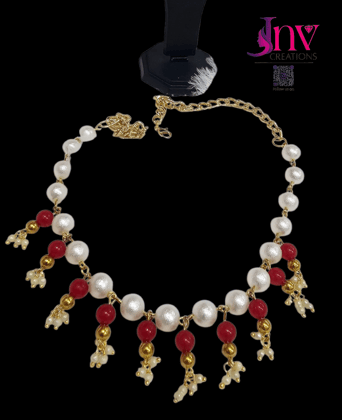 Pearl necklace- latkans available in all colours