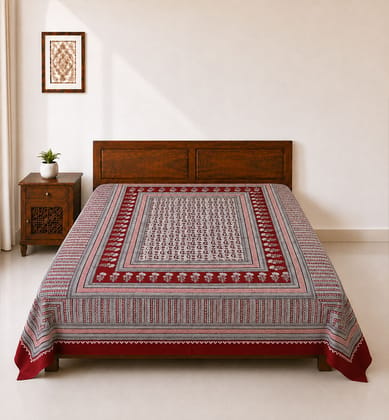 Hand Block Printed Bagh Cotton Double Bedsheet Hand Block Printed Bagh Cotton Double Bedsheet