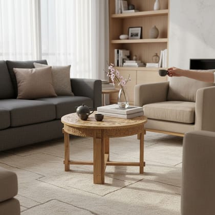 Wooden Round Side Table-Coffee Table