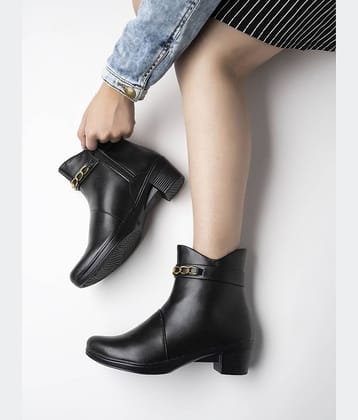 Shoetopia Black Women's Ankle Length Boots