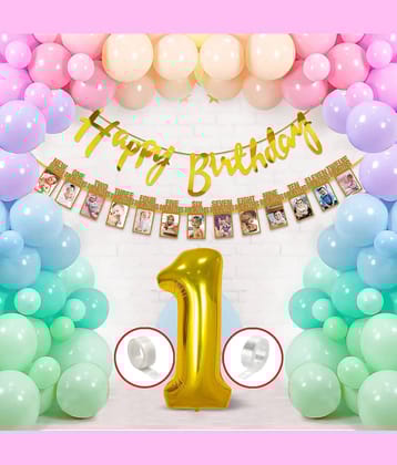 Zyozi Birthday Set,Birthday Decoration Items-Including Happy Birthday Banner,Milestone Banner,Multicolor Balloons,Foil Balloons & Glue dot (Pack of 55)