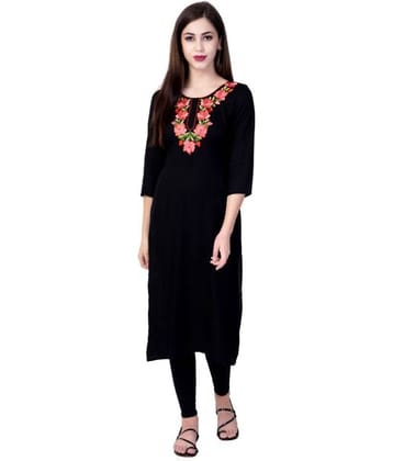 GOD BLESS Black Rayon Straight Kurti - Single