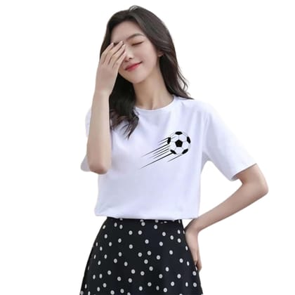 Smile Graphic T-Shirt, White Cotton Top, Casual Short Sleeve for Girls (Color-White, Size-16 - 17 Years)