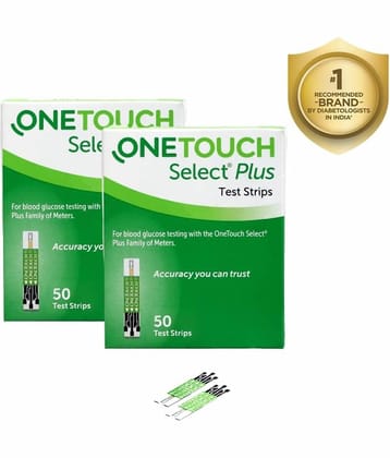 Onetouch Select Plus Test Strips | 2 Packs of 50 Strips Each (Total 100 Strips)