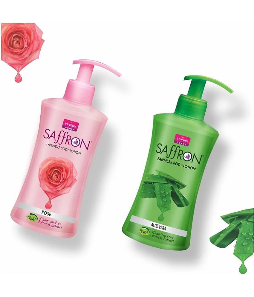 VI-JOHN Saffron Fairness Body Lotion Rose & Aloevera 250ml Pack of 2