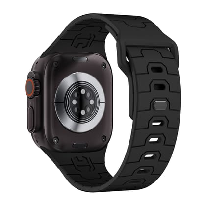 Premium Ironman Pattern Silicone Sports Bands By iSerieshub Compatible For Apple Watch-Black / 49 - 46 - 45 - 44MM