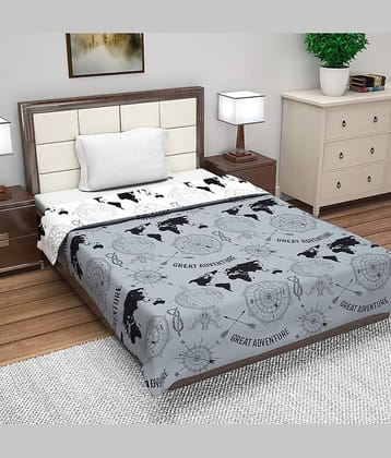 DIVINE CASA Single Polyester Gray Abstract Dohar
