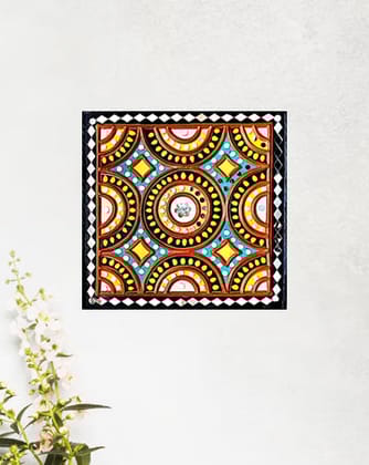Vibrant Colorful Concentric Circles Lippan Art, 12 Inch x 12 Inch