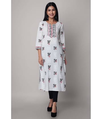 GOD BLESS - White Rayon Women's Straight Kurti ( Pack of 1 )