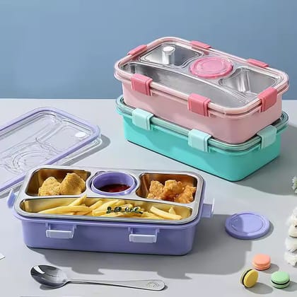 Personalized 4 Compartment Airtight Tiffin Box With Bowl