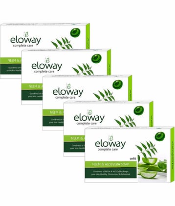 Eloway Neem & Aloevera Soap for Healthy Skin Pack of 5 (5 x 75 g)