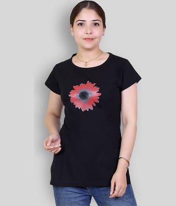 Varenyam Women Cotton Printed Regular Fit Round Neck T-Shirt ( Black )