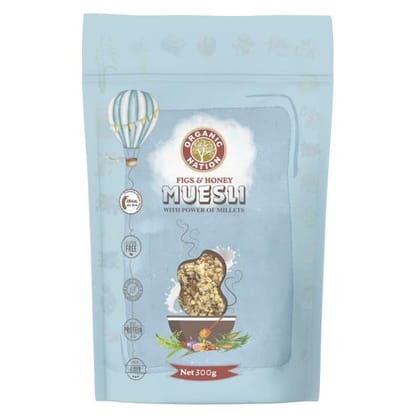 Organic Nation 25gm Muesli with Figs & Honey | Nutritious Breakfast Bliss | Premium Organic Muesli | Figs & Honey Muesli Delight | Healthy and Delicious Muesli 300g
