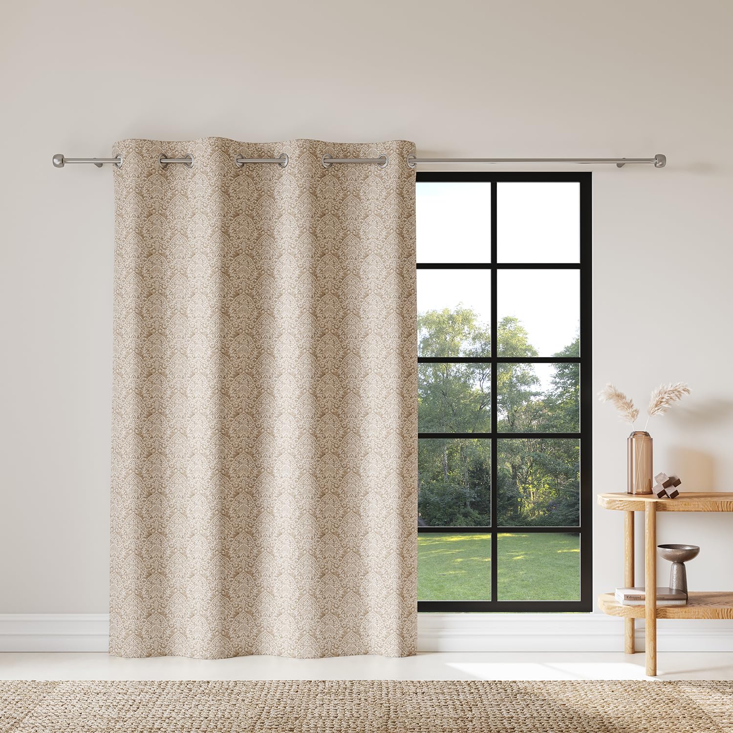 DDECOR - 100% PolyesterLeaves PatternLarge Door 9 Ft|135 CM X 270 CM| - Beige