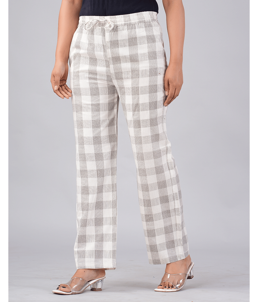 MAUKA - White Cotton Women's Palazzo ( Pack of 1 )