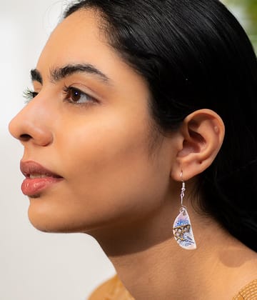 Intricate Pink-Blue Hemisphere  Earrings