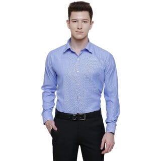 Baleshwar Men Dark Blue Self Design Formal Shirt (Pack of 1)