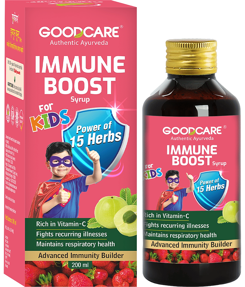 Goodcare Immune Boost Syrup for Kids, Ayurvedic Tonic with 15 Herbs, Boosts Immunity, Strength, Growth, Supports Respiratory Health 200ml