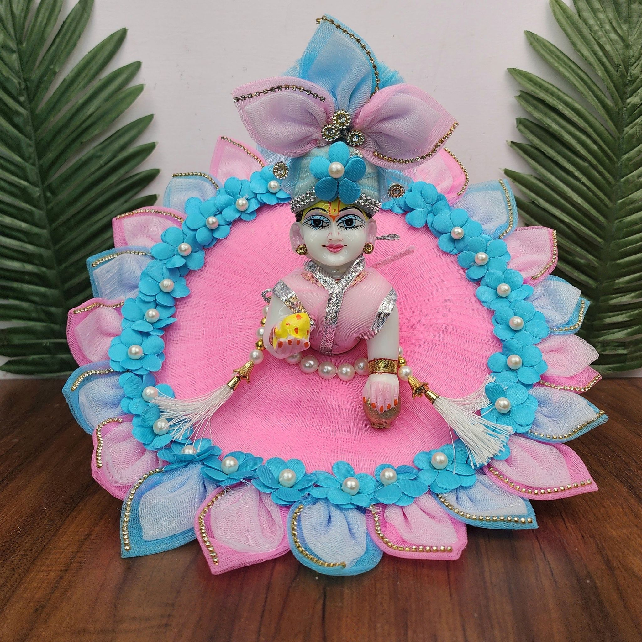 Beautiful cute heavy flower dress with pagdi and patka for laddu gopal ji-0